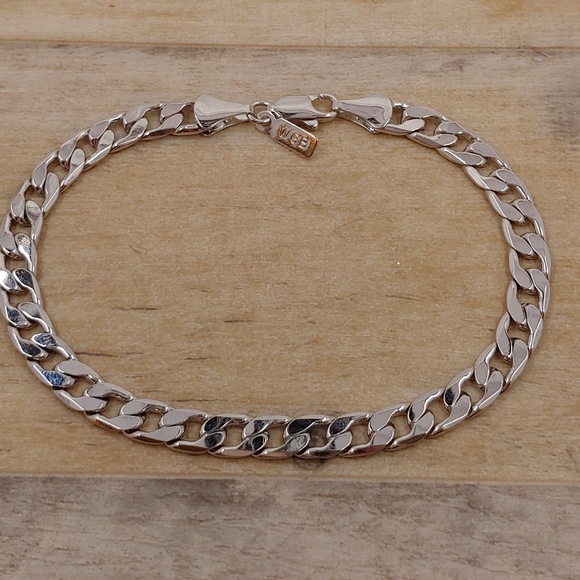 WGB White Gold Bond Silver Chain Bracelet - Picture 1 of 8